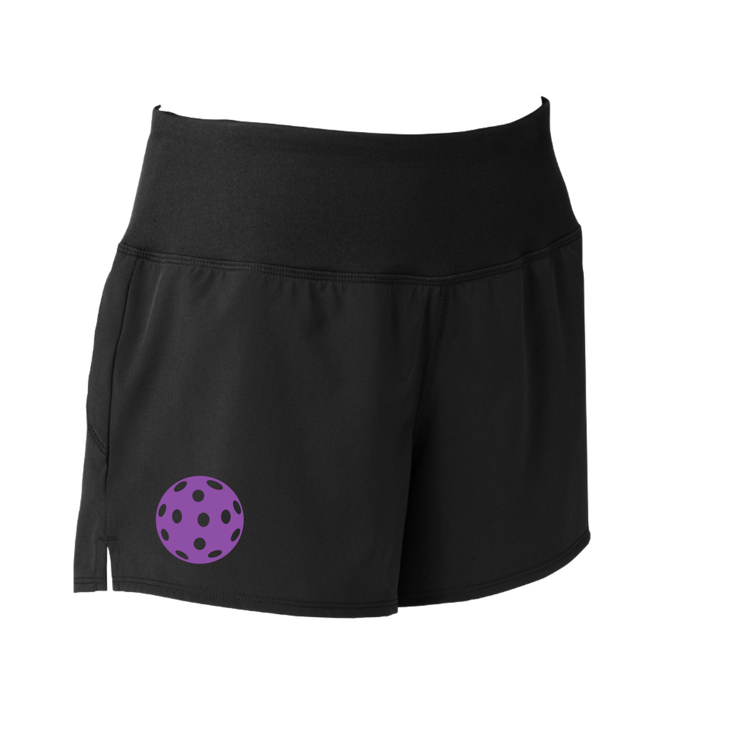 Pickleball Short Design: Customizable Pickleball Color: Choose from: Purple, Rainbow, Yellow and White.  Sport Tek women’s repeat shorts come with built-in cell phone pocket on the exterior of the waistband. You can also feel secure knowing that no matter how strenuous the exercise, the shorts will remain in place (it won’t ride up!). These shorts are extremely versatile and trendy. Transition from the Pickleball court to running errands smoothly.