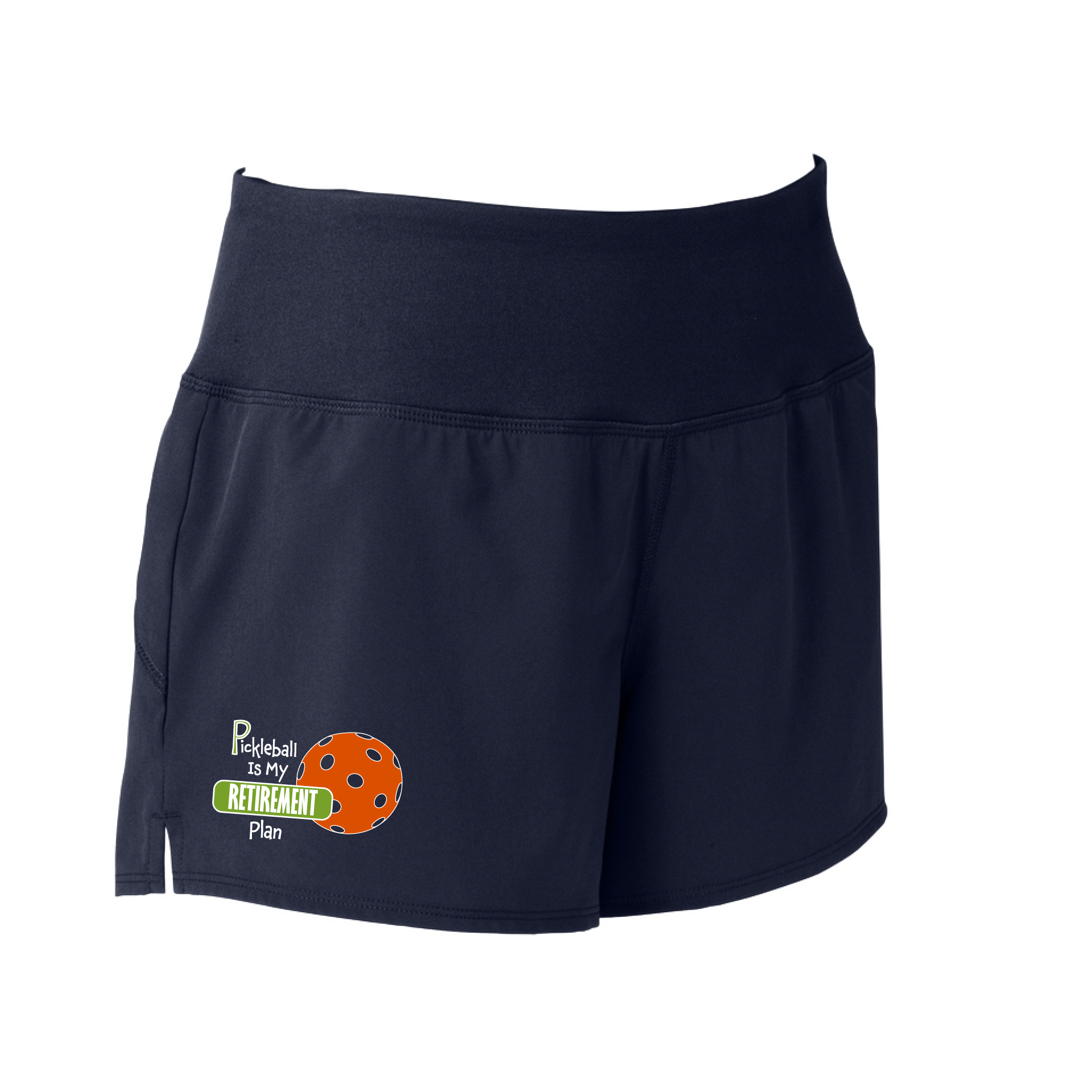 Pickleball Shorts Design: Pickleball is my Retirement Plan  Sport Tek women’s repeat shorts come with built-in cell phone pocket on the exterior of the waistband. You can also feel secure knowing that no matter how strenuous the exercise, the shorts will remain in place (it won’t ride up!). These shorts are extremely versatile and trendy. Transition from the Pickleball court to running errands smoothly.
