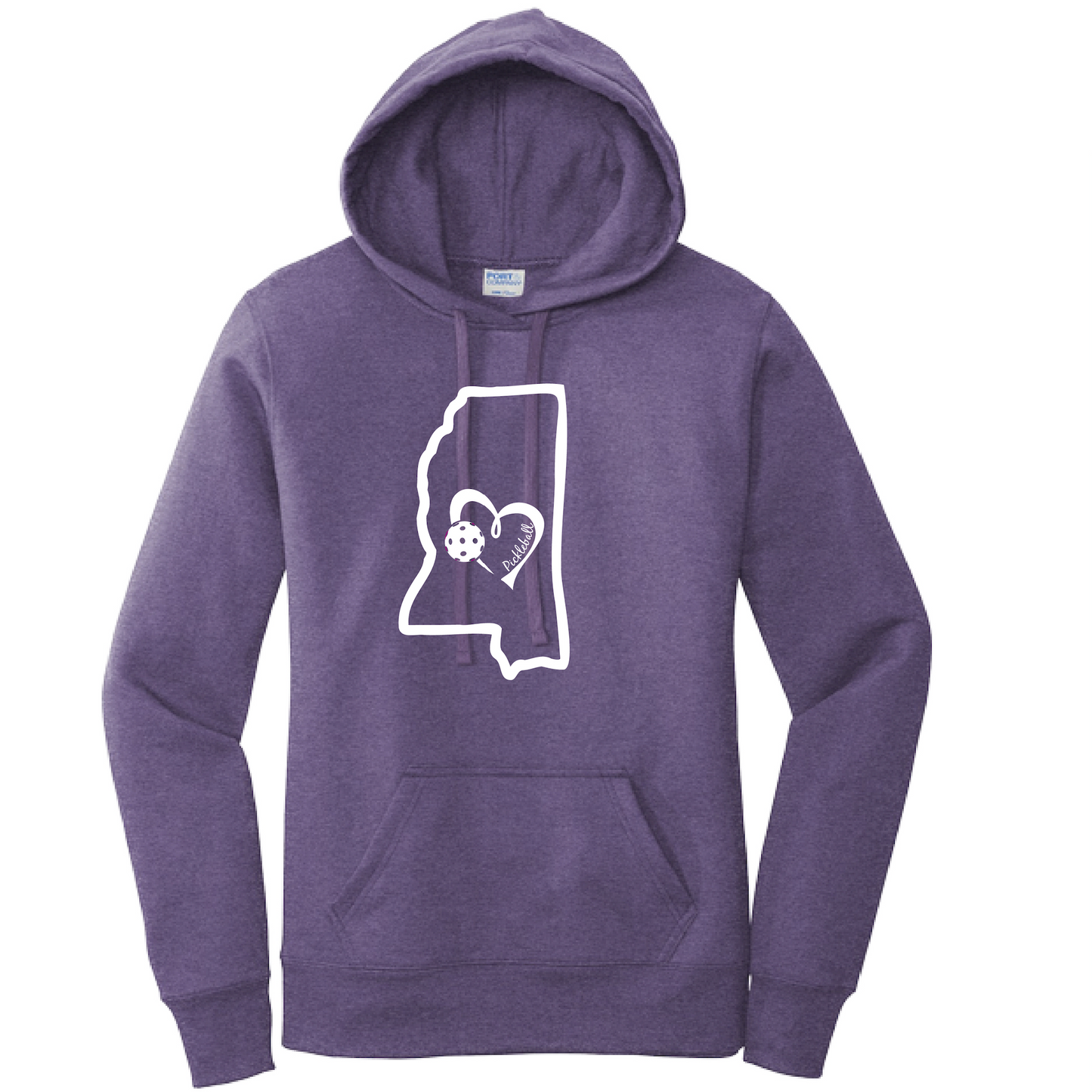 Pickleball Design: Mississippi State with Heart  Women's Styles: Hooded Sweatshirt  Turn up the volume in this Women's shirt with its perfect mix of softness and attitude. Material is ultra-comfortable with moisture wicking properties and tri-blend softness. PosiCharge technology locks in color. Highly breathable and lightweight.