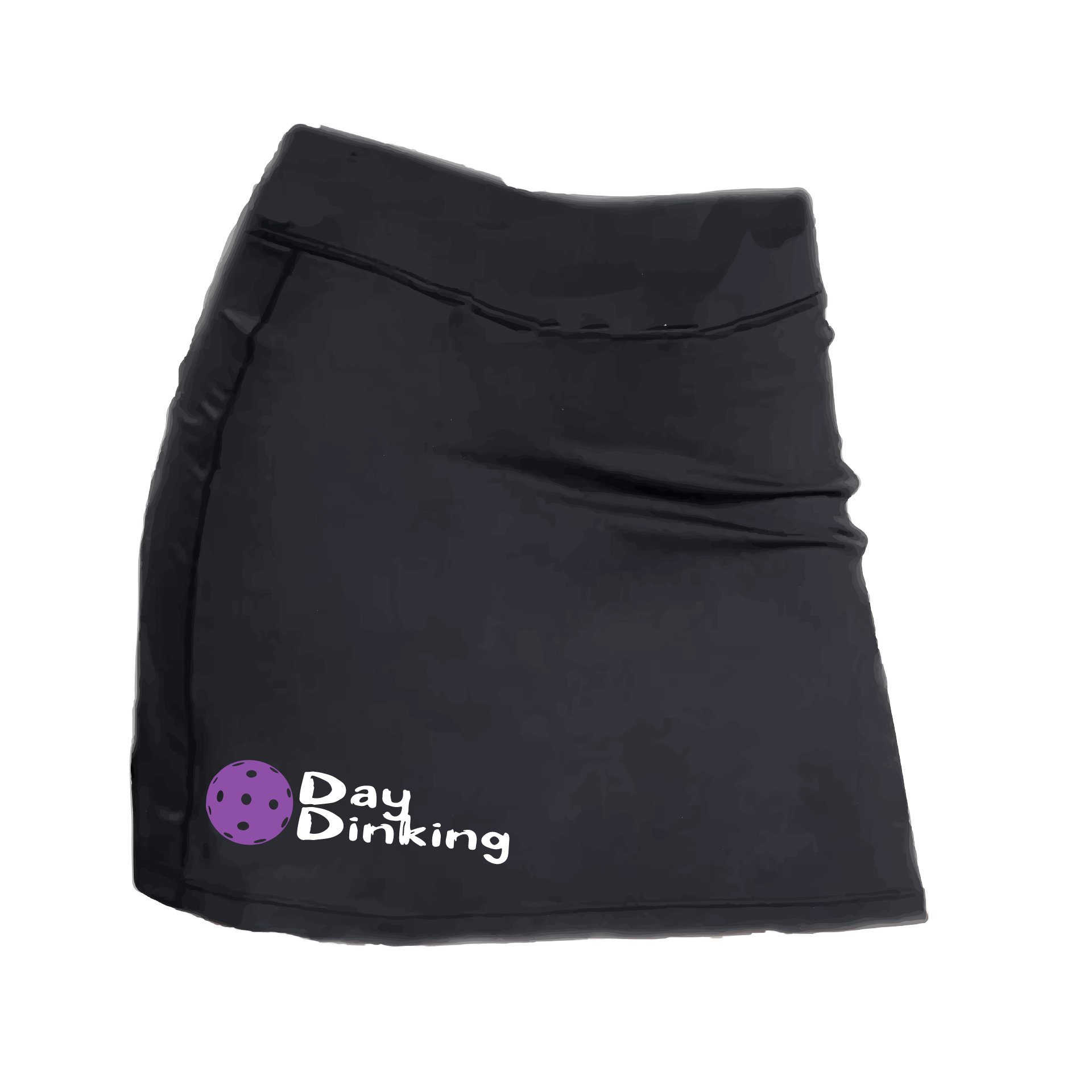 Skort Design: Day Dinking with Customizable Pickleball color (Purple, Rainbow, White, & Yellow.)  Women’s core active jersey-knit skort comes with built-in shorts made out of a poly-spandex blend.  The fabric is breathable, featuring Dri-Works wicking technology which allows your skin to breathe while simultaneously absorbing the moisture, keeping you dry and comfortable.