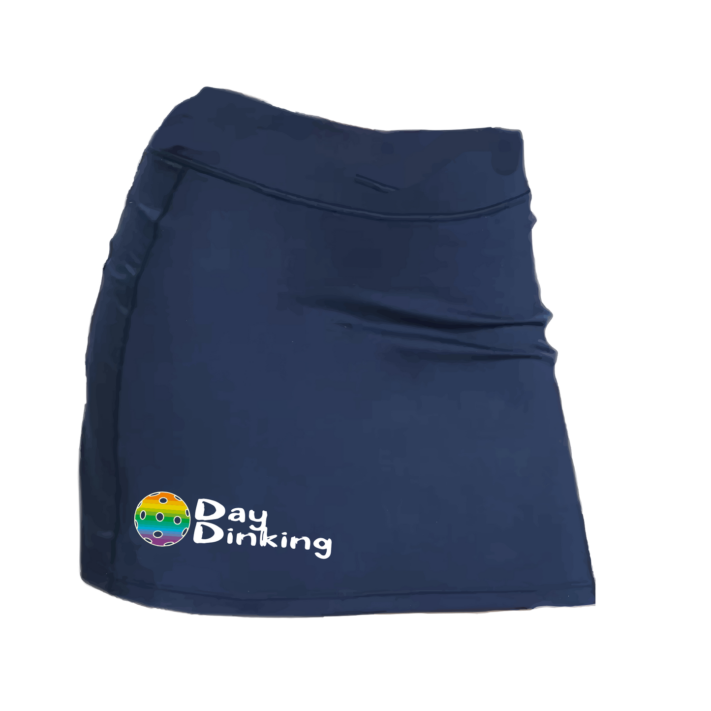 Skort Design: Day Dinking with Customizable Pickleball color (Purple, Rainbow, White, & Yellow.)  Women’s core active jersey-knit skort comes with built-in shorts made out of a poly-spandex blend.  The fabric is breathable, featuring Dri-Works wicking technology which allows your skin to breathe while simultaneously absorbing the moisture, keeping you dry and comfortable.