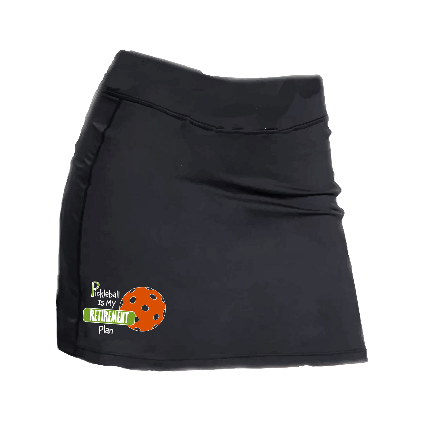 Pickleball Skort Design: Pickleball is my Retirement Plan  Women’s core active jersey-knit skort comes with built-in shorts made out of a poly-spandex blend that will keep your legs from rubbing together, without which often results in painful chafing. You can also feel secure knowing that no matter how strenuous the exercise, the skort will remain in place (it won’t ride up!). 