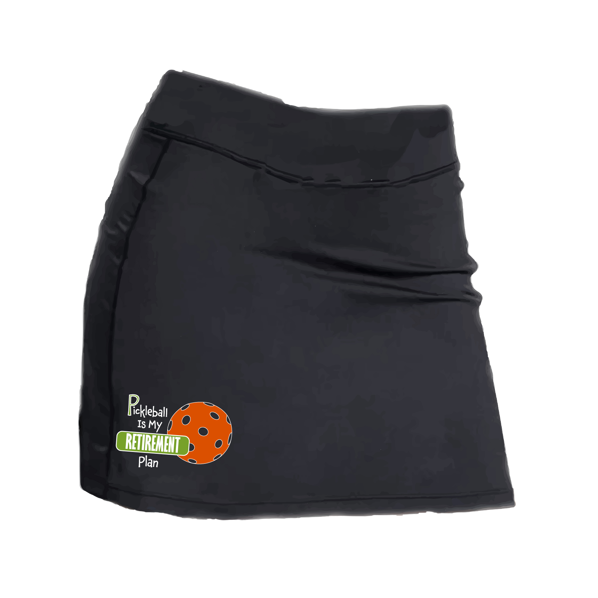 Pickleball Skort Design: Pickleball is my Retirement Plan  Women’s core active jersey-knit skort comes with built-in shorts made out of a poly-spandex blend that will keep your legs from rubbing together, without which often results in painful chafing. You can also feel secure knowing that no matter how strenuous the exercise, the skort will remain in place (it won’t ride up!). 