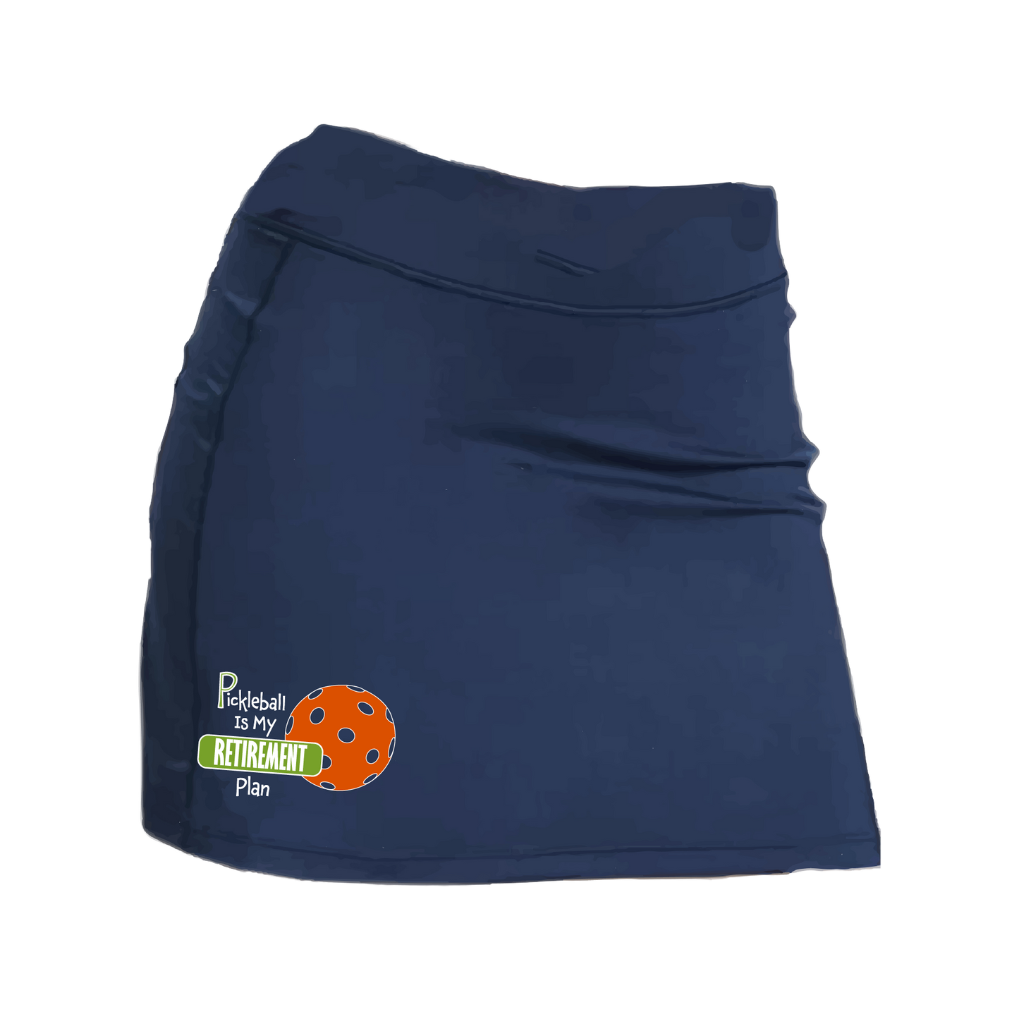 Pickleball Skort Design: Pickleball is my Retirement Plan  Women’s core active jersey-knit skort comes with built-in shorts made out of a poly-spandex blend that will keep your legs from rubbing together, without which often results in painful chafing. You can also feel secure knowing that no matter how strenuous the exercise, the skort will remain in place (it won’t ride up!). 
