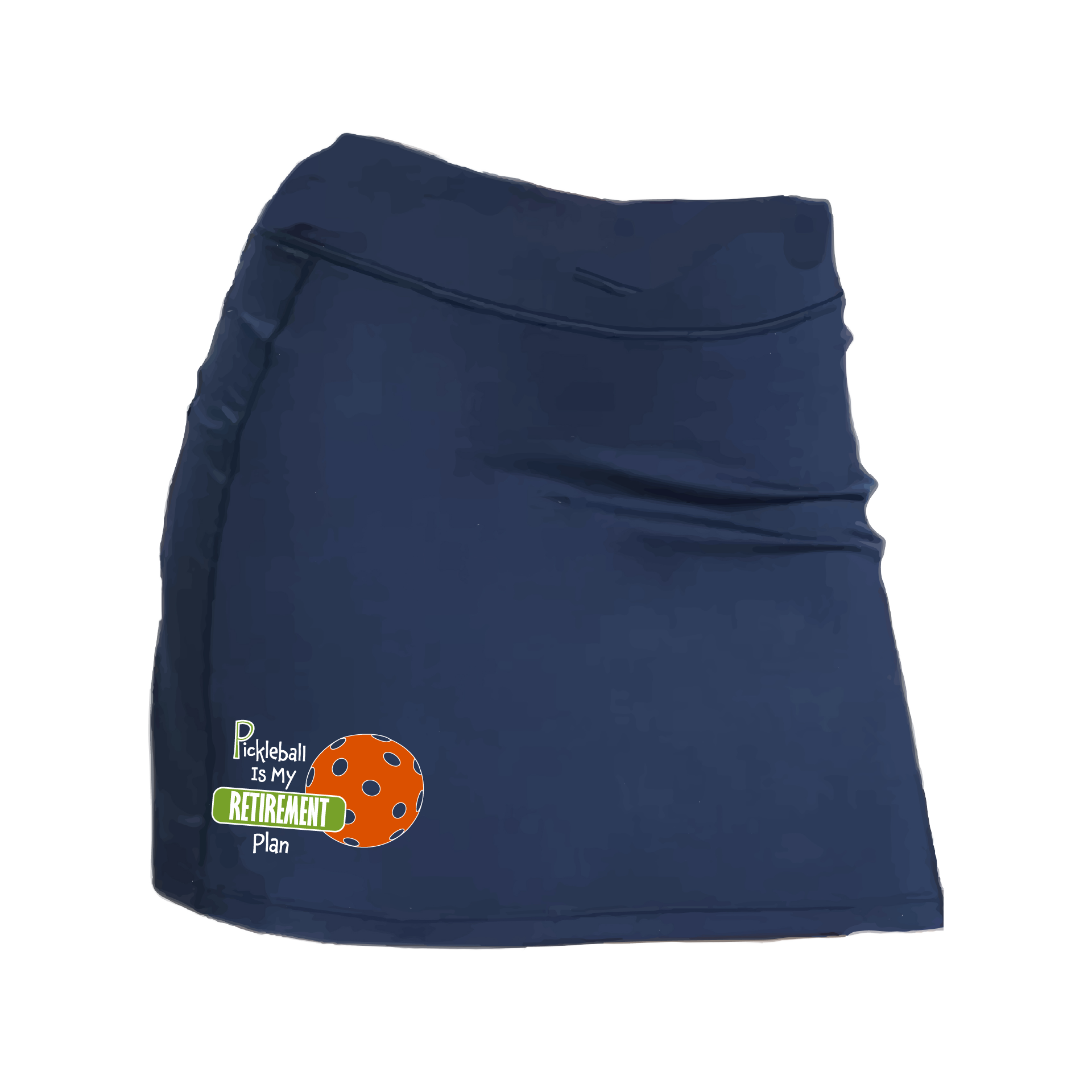 Pickleball Skort Design: Pickleball is my Retirement Plan  Women’s core active jersey-knit skort comes with built-in shorts made out of a poly-spandex blend that will keep your legs from rubbing together, without which often results in painful chafing. You can also feel secure knowing that no matter how strenuous the exercise, the skort will remain in place (it won’t ride up!). 