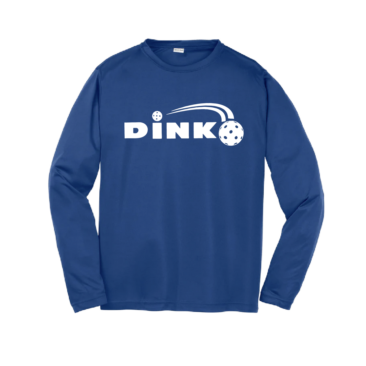 Pickleball Design: Dink  Youth Style: Long Sleeve  Shirts are lightweight, roomy and highly breathable. These moisture-wicking shirts are designed for athletic performance. They feature PosiCharge technology to lock in color and prevent logos from fading. Removable tag and set-in sleeves for comfort.