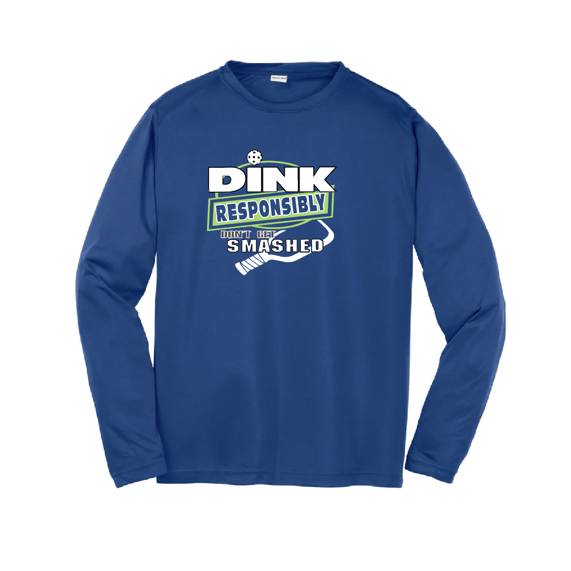 Pickleball Design: Dink Responsibly - Don't Get Smashed  Youth Style: Long Sleeve  Shirts are lightweight, roomy and highly breathable. These moisture-wicking shirts are designed for athletic performance. They feature PosiCharge technology to lock in color and prevent logos from fading. Removable tag and set-in sleeves for comfort.