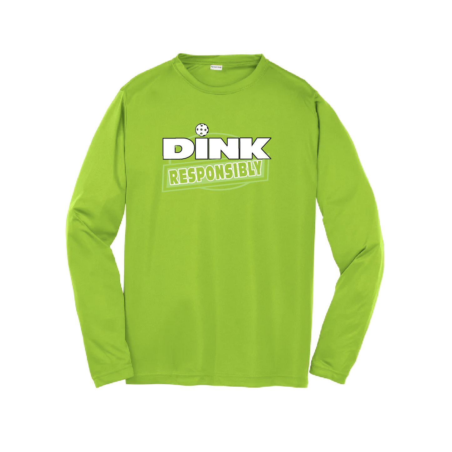 Pickleball Design: Dink Responsibly  Youth Style: Long Sleeve  Shirts are lightweight, roomy and highly breathable. These moisture-wicking shirts are designed for athletic performance. They feature PosiCharge technology to lock in color and prevent logos from fading. Removable tag and set-in sleeves for comfort.