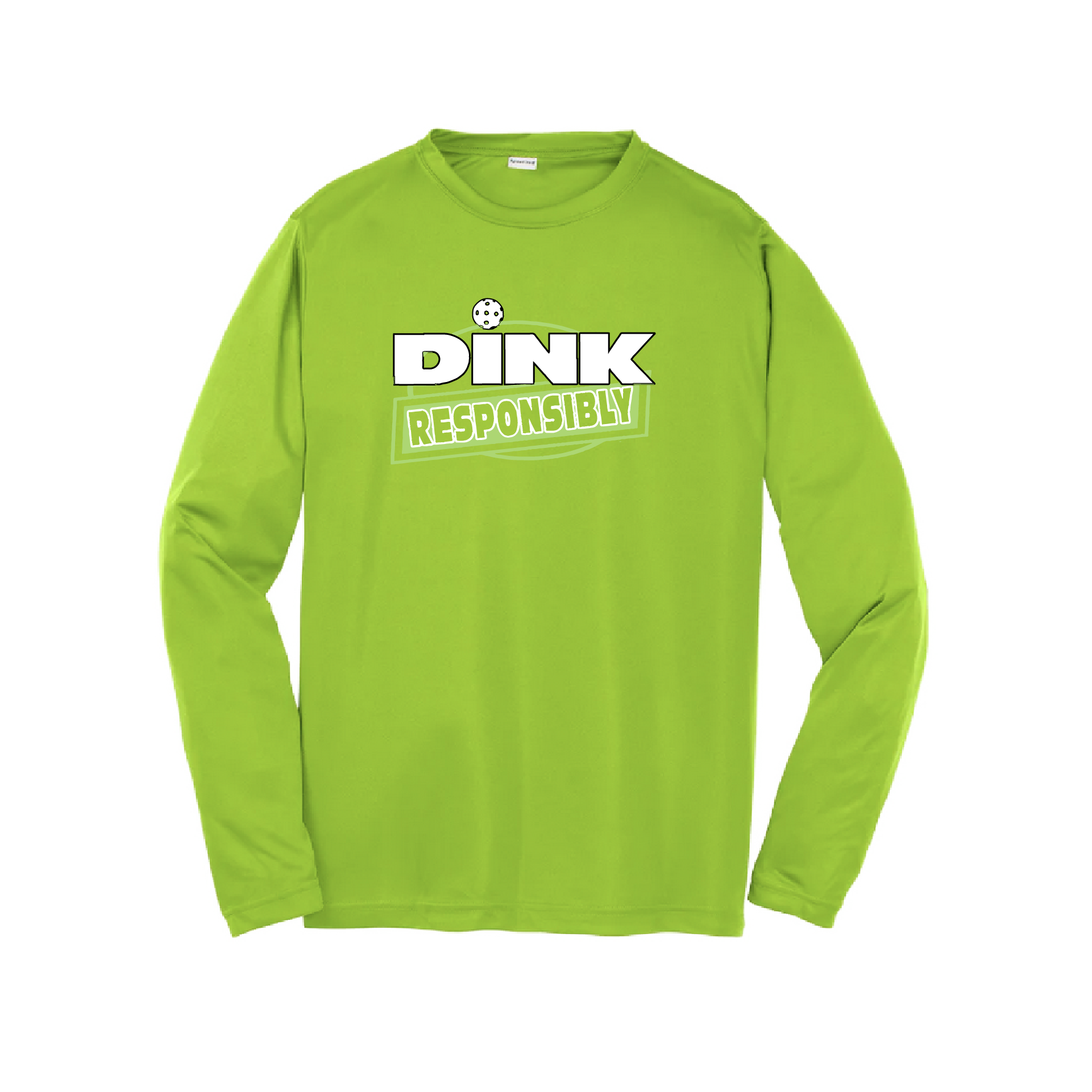 Pickleball Design: Dink Responsibly  Youth Style: Long Sleeve  Shirts are lightweight, roomy and highly breathable. These moisture-wicking shirts are designed for athletic performance. They feature PosiCharge technology to lock in color and prevent logos from fading. Removable tag and set-in sleeves for comfort.