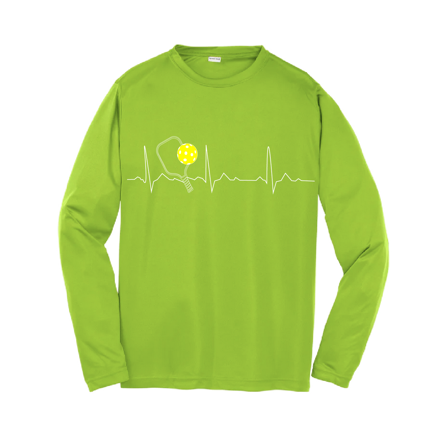 Pickleball Design: Heartbeat  Youth Styles: Long Sleeve  Shirts are lightweight, roomy and highly breathable. These moisture-wicking shirts are designed for athletic performance. They feature PosiCharge technology to lock in color and prevent logos from fading. Removable tag and set-in sleeves for comfort.