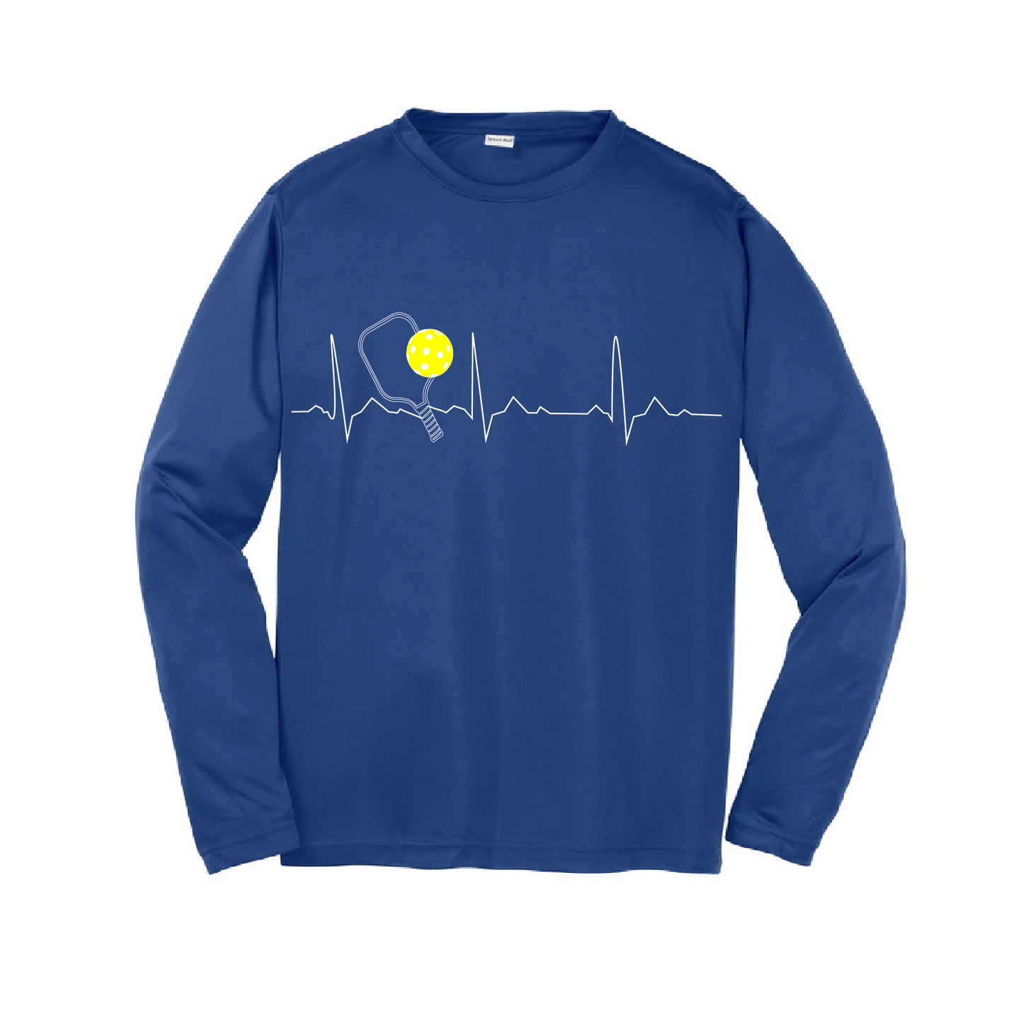 Pickleball Design: Heartbeat  Youth Styles: Long Sleeve  Shirts are lightweight, roomy and highly breathable. These moisture-wicking shirts are designed for athletic performance. They feature PosiCharge technology to lock in color and prevent logos from fading. Removable tag and set-in sleeves for comfort.