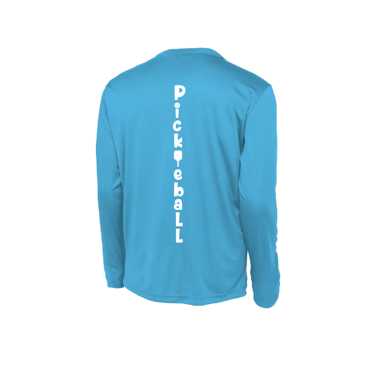 Pickleball Design: Pickleball Vertical - Customizable location  Youth Styles: Long Sleeve  Shirts are lightweight, roomy and highly breathable. These moisture-wicking shirts are designed for athletic performance. They feature PosiCharge technology to lock in color and prevent logos from fading. Removable tag and set-in sleeves for comfort.