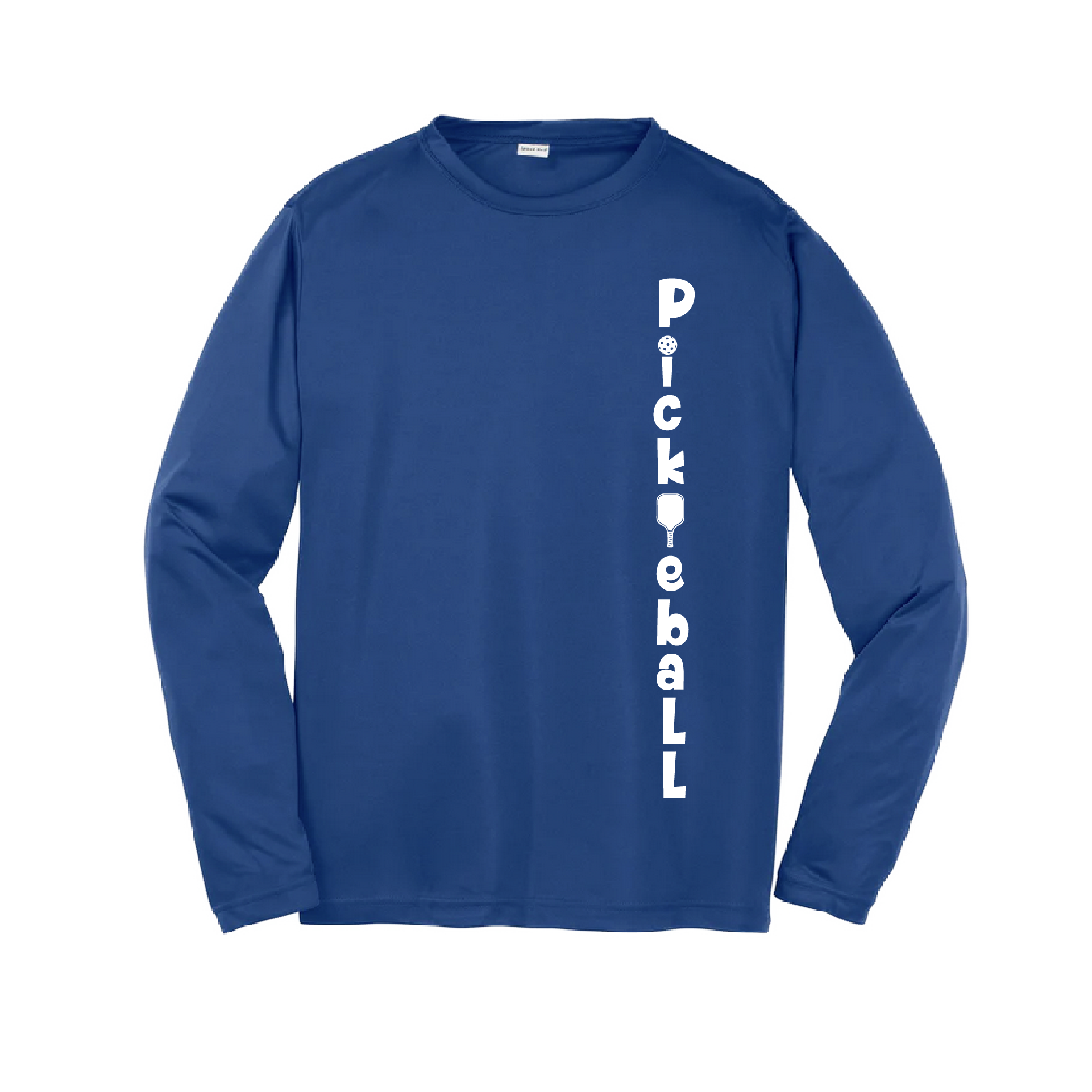 Pickleball Design: Pickleball Vertical - Customizable location  Youth Styles: Long Sleeve  Shirts are lightweight, roomy and highly breathable. These moisture-wicking shirts are designed for athletic performance. They feature PosiCharge technology to lock in color and prevent logos from fading. Removable tag and set-in sleeves for comfort.