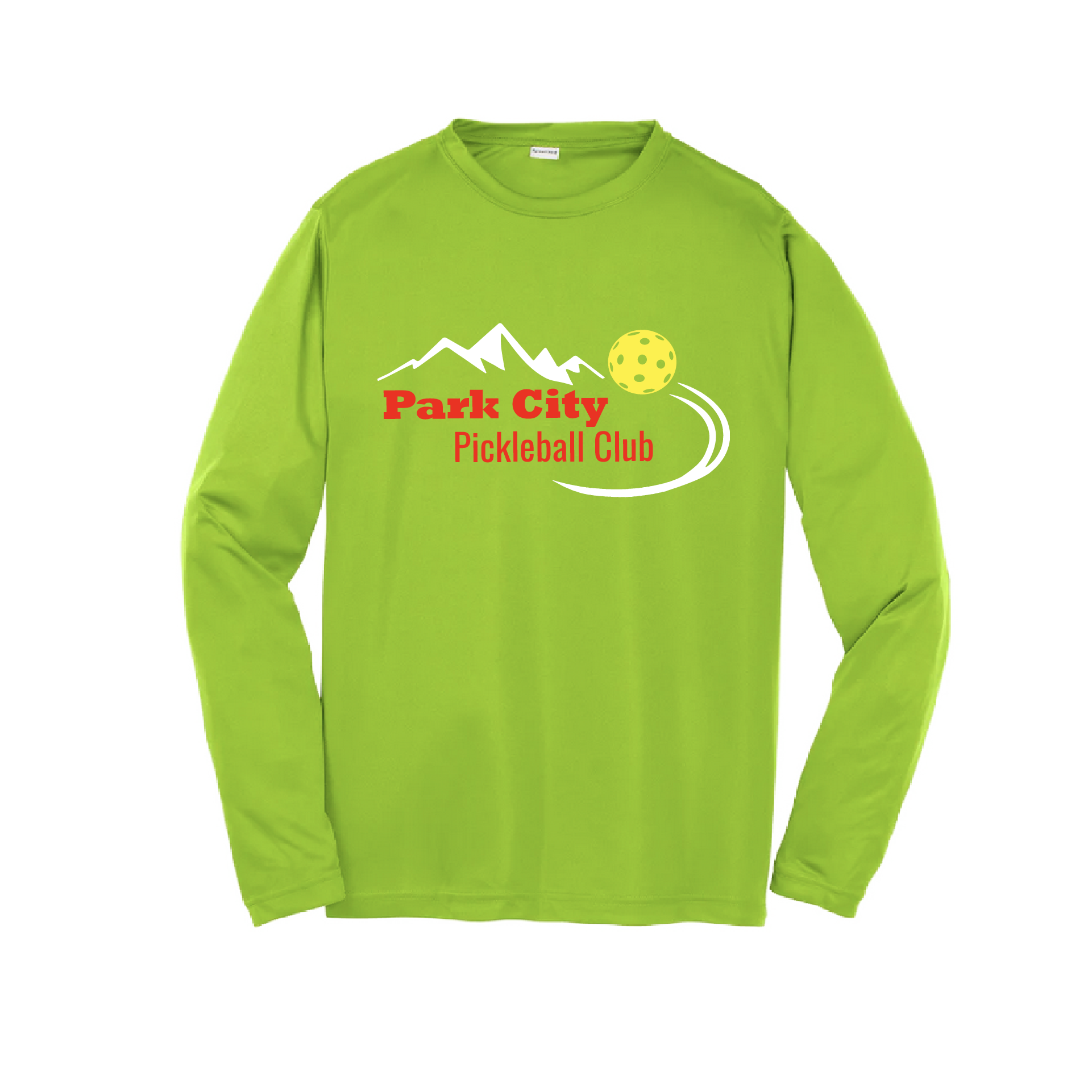 Pickleball Design: Park City Pickleball Club (Red Words)  Youth Style: Long Sleeve  Shirts are lightweight, roomy and highly breathable. These moisture-wicking shirts are designed for athletic performance. They feature PosiCharge technology to lock in color and prevent logos from fading. Removable tag and set-in sleeves for comfort.