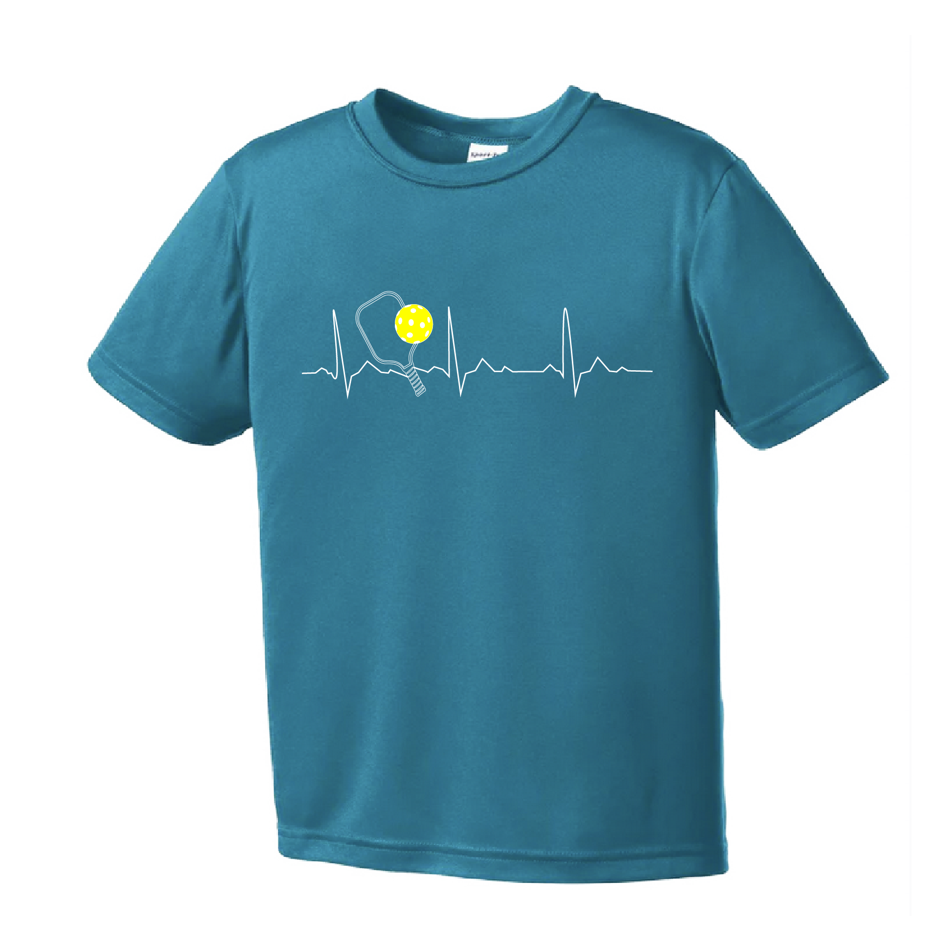 Pickleball Design: Heartbeat  Youth Styles: Short Sleeve  Shirts are lightweight, roomy and highly breathable. These moisture-wicking shirts are designed for athletic performance. They feature PosiCharge technology to lock in color and prevent logos from fading. Removable tag and set-in sleeves for comfort.