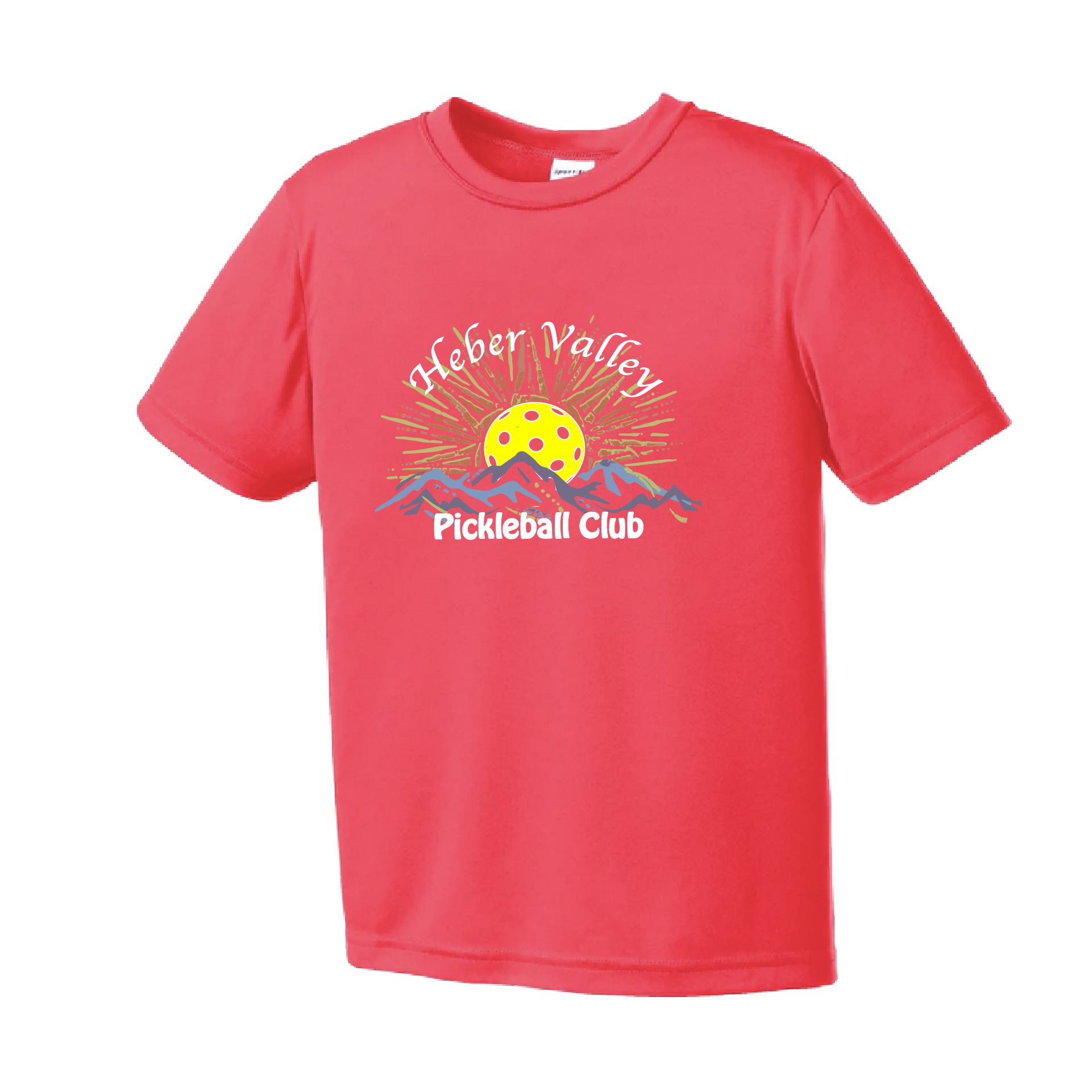 Pickleball Shirt Design: Heber Valley Pickleball Club (Full Design)  Youth Style: Short Sleeve  Shirts are lightweight, roomy and highly breathable. These moisture-wicking shirts are designed for athletic performance. They feature PosiCharge technology to lock in color and prevent logos from fading. Removable tag and set-in sleeves for comfort.