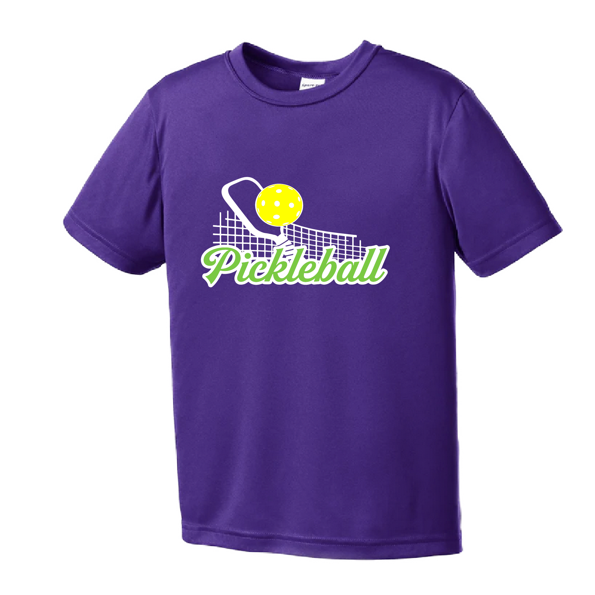 Pickleball Design: Pickleball with Net  Youth Style: Short Sleeve  Shirts are lightweight, roomy and highly breathable. These moisture-wicking shirts are designed for athletic performance. They feature PosiCharge technology to lock in color and prevent logos from fading. Removable tag and set-in sleeves for comfort.