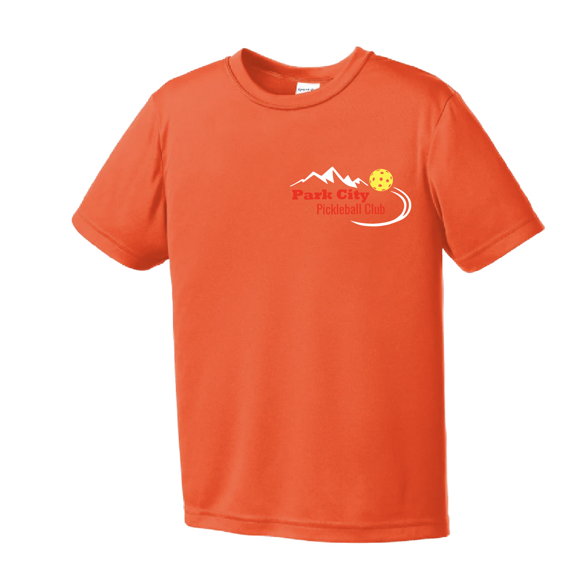 Pickleball Design:Park City Pickleball Club (Red Words)  Youth Style: Short Sleeve  Shirts are lightweight, roomy and highly breathable. These moisture-wicking shirts are designed for athletic performance. They feature PosiCharge technology to lock in color and prevent logos from fading. Removable tag and set-in sleeves for comfort.