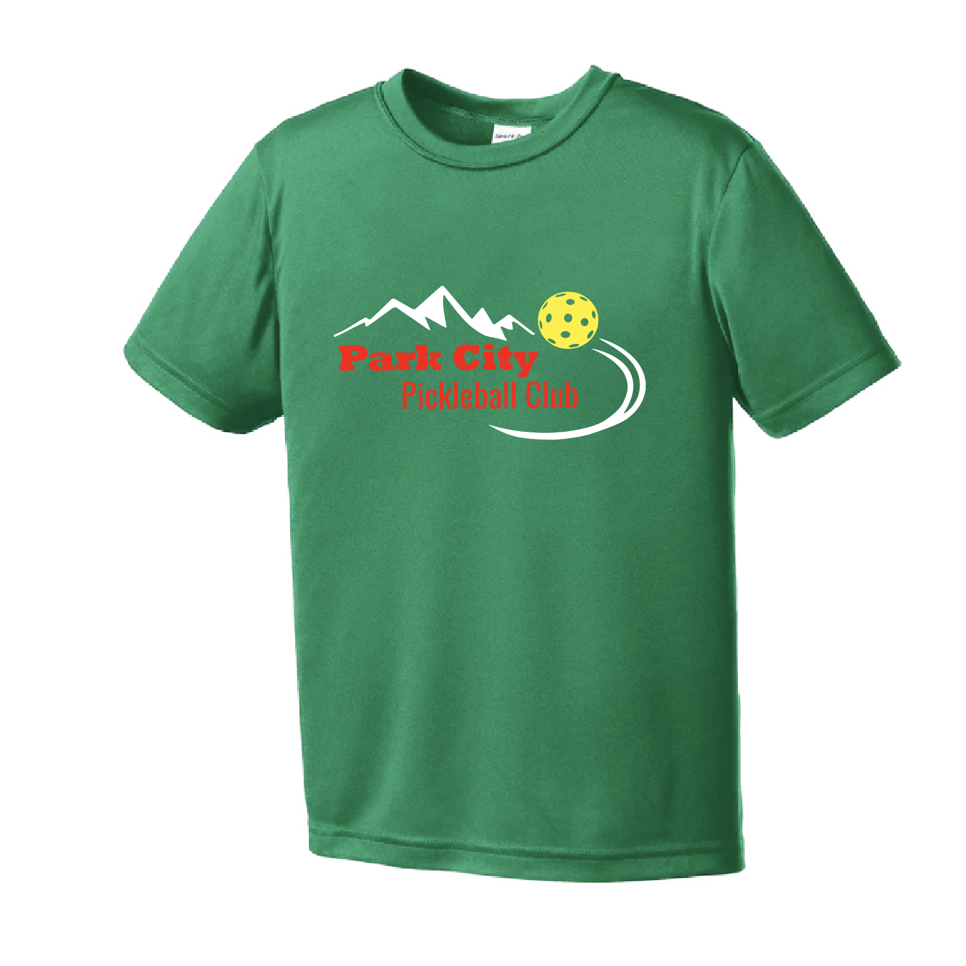 Pickleball Design:Park City Pickleball Club (Red Words)  Youth Style: Short Sleeve  Shirts are lightweight, roomy and highly breathable. These moisture-wicking shirts are designed for athletic performance. They feature PosiCharge technology to lock in color and prevent logos from fading. Removable tag and set-in sleeves for comfort.