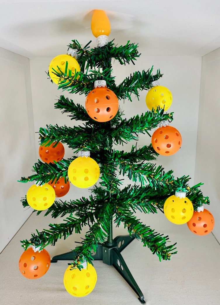 Pickleball Ornaments With Green Or White Trees | Pickleball Christmas Gifts And Decor