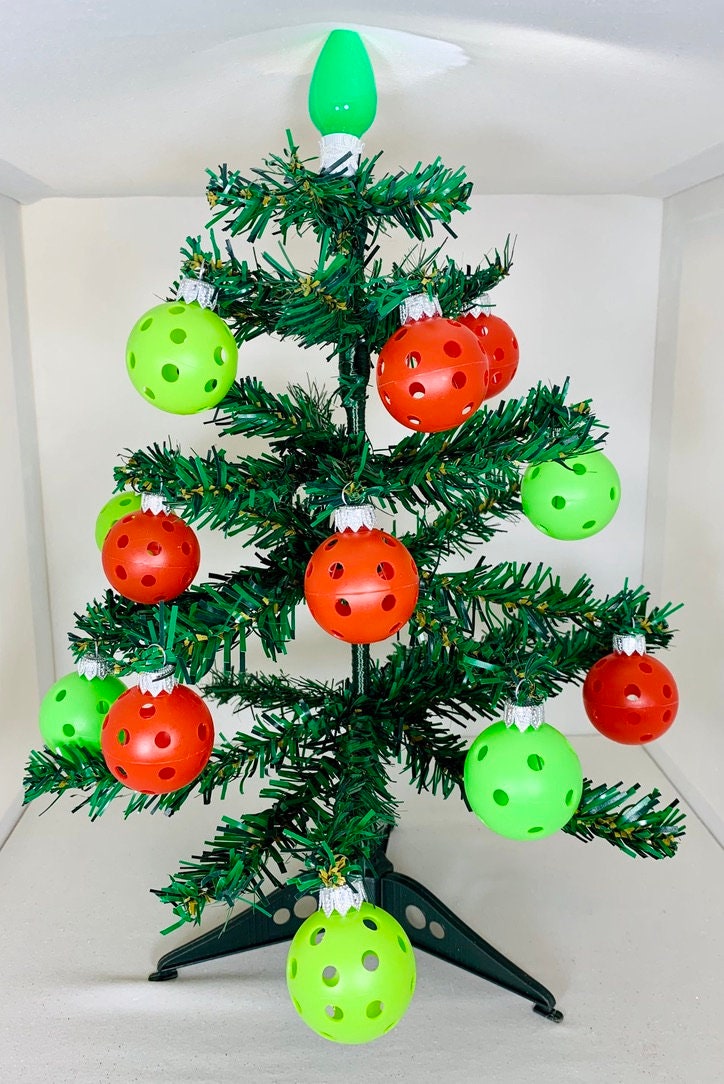Pickleball Ornaments With Green Or White Trees | Pickleball Christmas Gifts And Decor