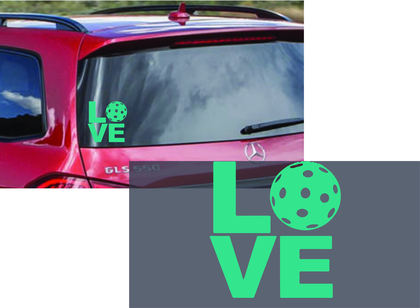 LOVE With Pickleball | Pickleball Car Decal And Pickleball Sticker | Customizable Color