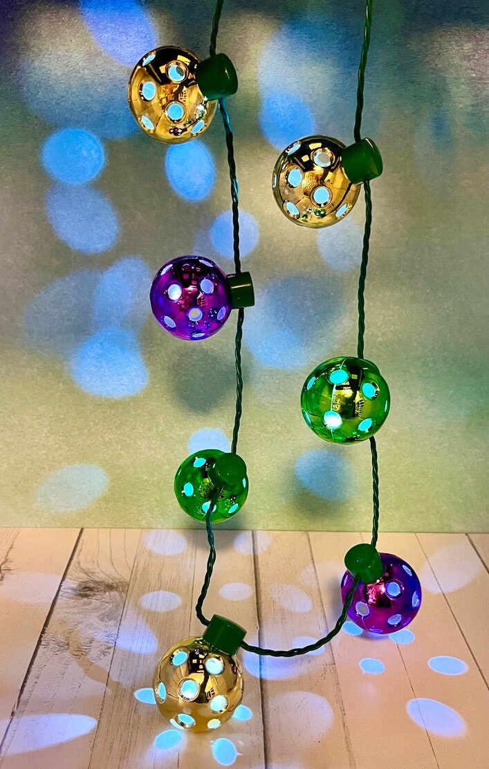 Mini Pickleballs Mardi Gras Flashing Necklace | Fun Pickleball Gifts